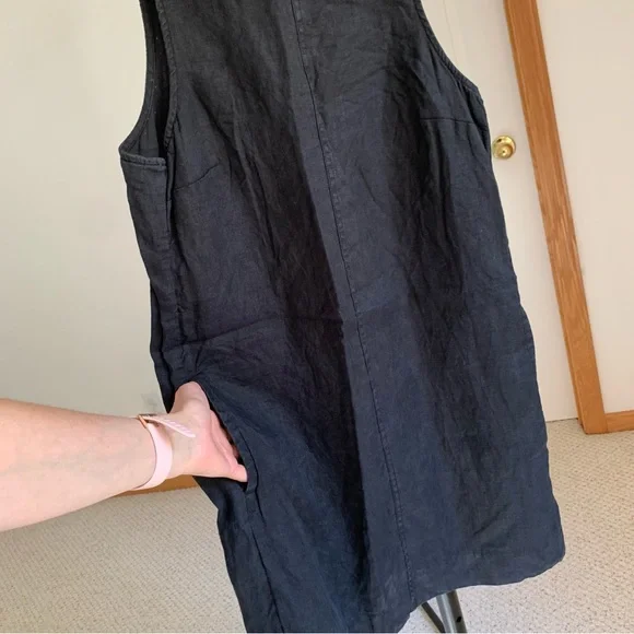 J. Crew Button Back 100% Linen Shift Dress Black Size XS - Picture 5 of 10